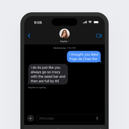 iMessage real-time typing preview