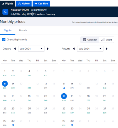 June 3 - Fly to Alicante for £58 in July