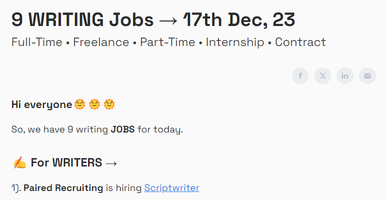 9 WRITING Jobs → 17th Dec, 23