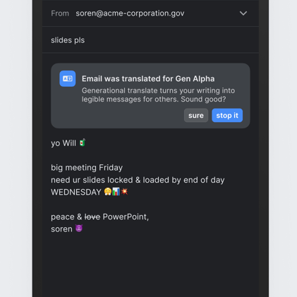 Gmail generational translate