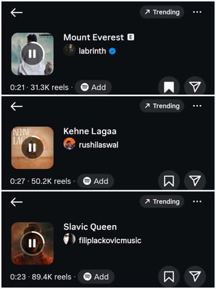 Trending audios to use in your reels