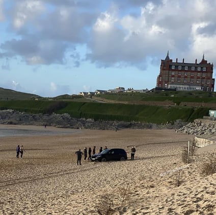 April 17 - Car Stuck on Fistral Beach