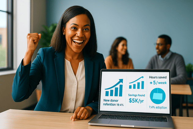 Donor retention: 19.4% and dropping (AI users: 35% growth)