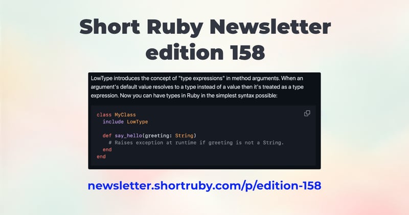 Short Ruby Newsletter - edition 157