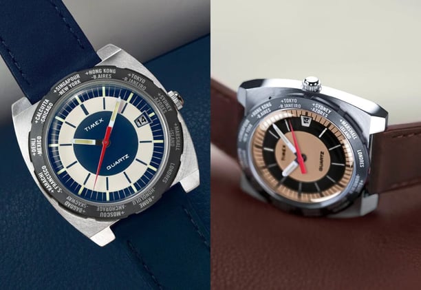 Timex World Time 1972 In Blue And Brown; echo/neutra's White Rivanera; The Elegant Benrus Type 1; Bovet Celebrates Decade Of The Simple 19Thirty; Moritz Grossmann Adds Colorful Guilloché Dials GMT