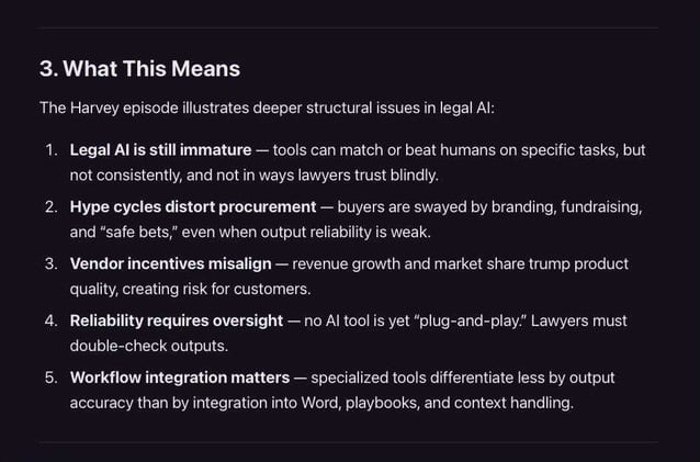 The promise of legal AI is real — but until incentives align with quality, lawyers must guard against the illusion that bigger and better funded means better results.