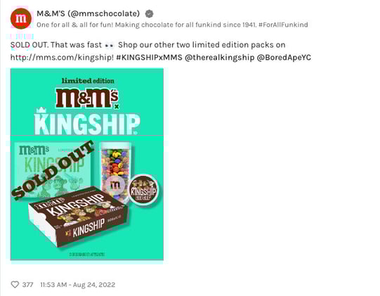 BAYC M&M sells out quickly