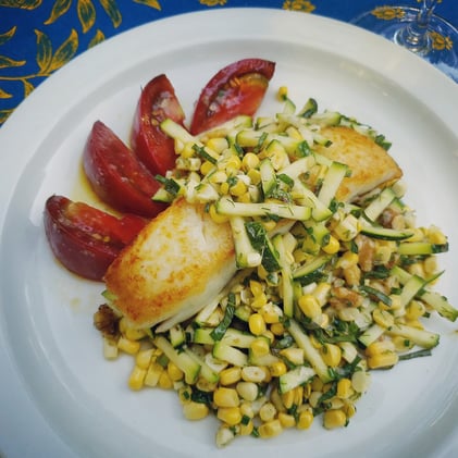 Raw Zucchini Salad with Corn & Tomatoes