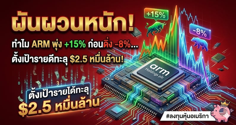 ผันผวนหนัก! ทําไม ARM พุ่ง +15% ก่อนดิ่ง -8%... ตั้งเป้ารายได้ทะลุ $2.5 หมื่นล้าน!