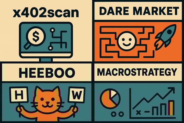 x402scan, Dare Market, HEEBOO, and MacroStrategy Lead Today’s Web3 Moves
