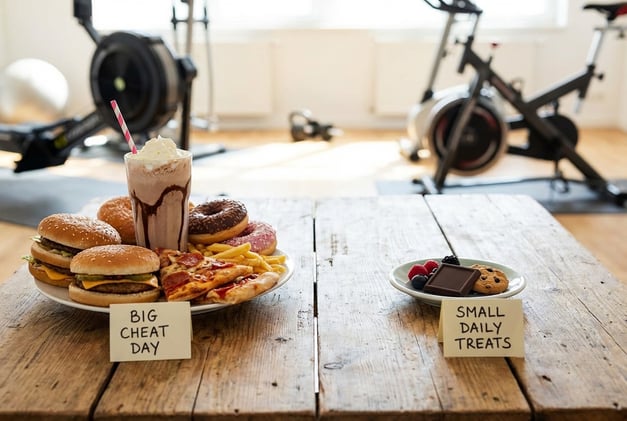 One big cheat day vs small daily treats: which ruins progress less.