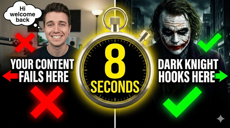Your Content Fails in 8 Seconds. The Dark Knight Hooks in 8 Seconds. I Timed Both.