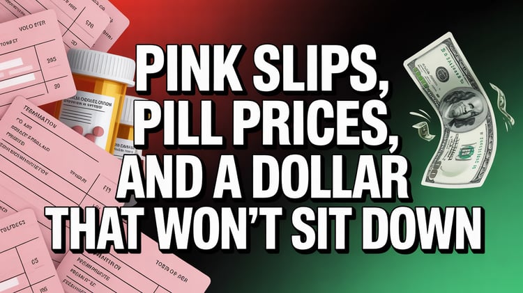 Pink Slips, Pill Prices, and a Dollar That Won’t Sit Down
