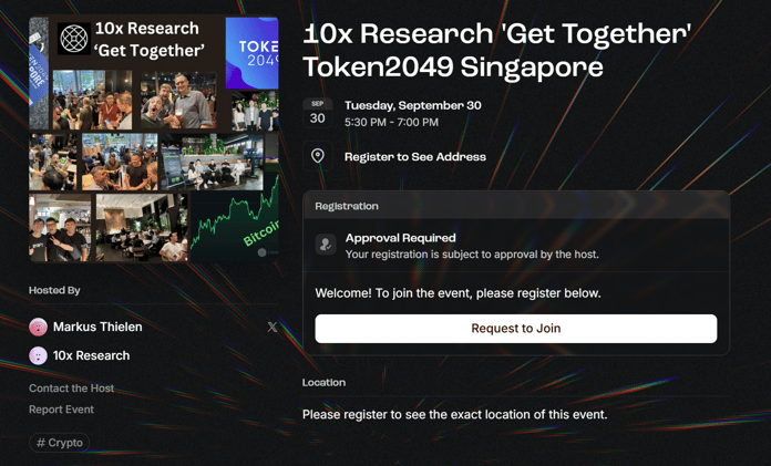 You’re Invited: Token2049 - 10x Research Premium Get-Together