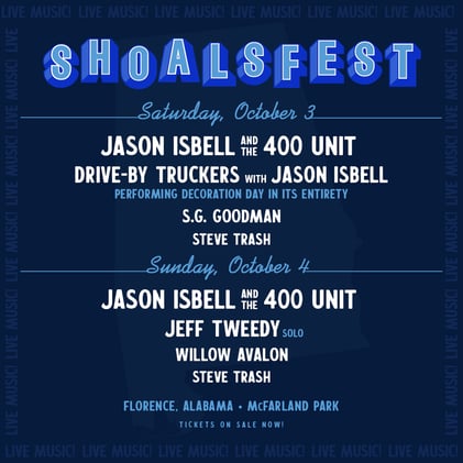 🎶 ShoalsFest 2026: Jason Isbell, Drive-By Truckers, Jeff Tweedy and MORE!