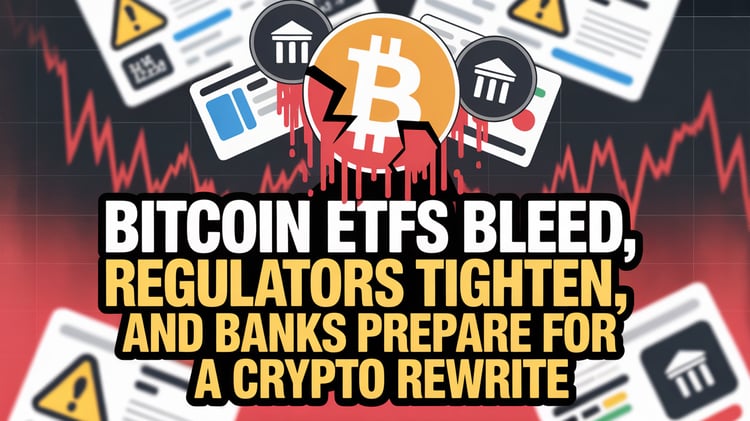 Bitcoin ETFs Bleed, Regulators Tighten, and Banks Prepare for a Crypto Rewrite