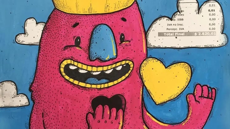 Artistas argentinos pintan (¡y venden!) facturas impagas por una buena causa