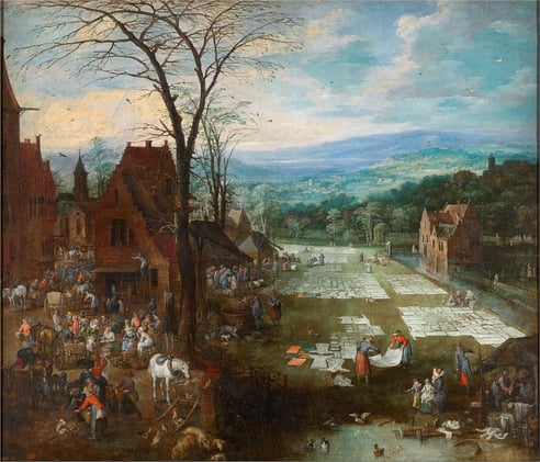 "Market and Washing Place in Flanders" - Jan Brueghel the Elder