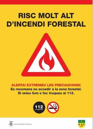 Risc molt alt d’incendi forestal a 18 comarques del centre i sud de Catalunya