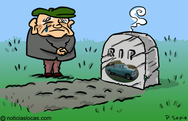 Granjero entierra su fiel camioneta luego de 48 años de servicio