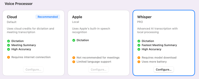 Meeting ended? Transcript ready. Introducing Whisper Pro