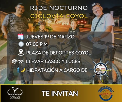Noche de Ciclovía en El Coyol y Limpieza de río