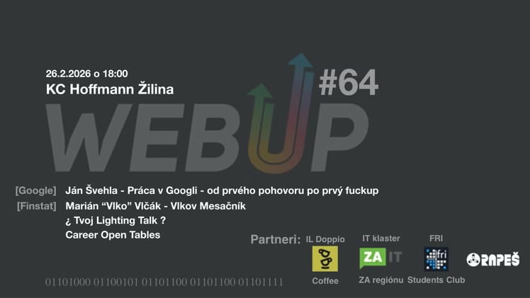 Pozvánka: WebUp#64 Práca v Googli–od interviews po nasadenie, Vlkov Mesačník, Open Tables