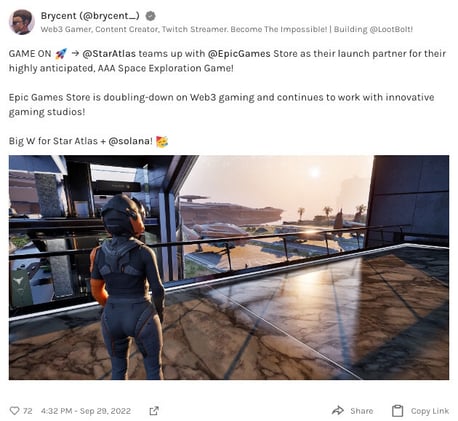 Solana NFT game, Star Atlas, launches playable demo in Epic Games Store