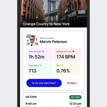 United show pilot health stats
