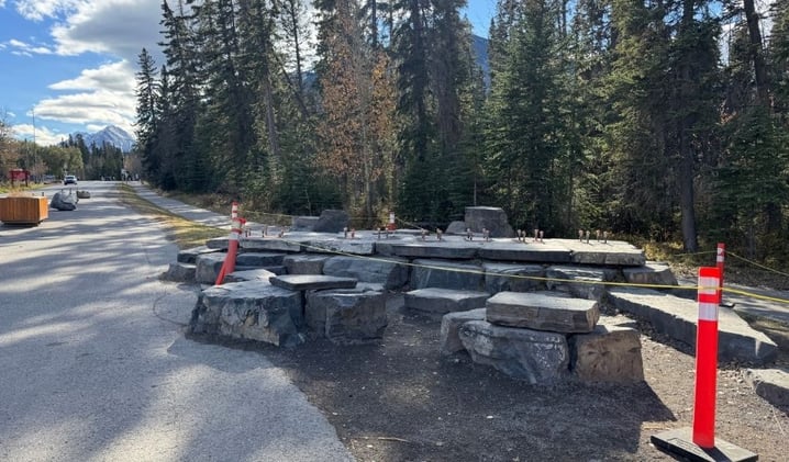 Banff Welcome Sign in Storage Ahead of Move to Train Station