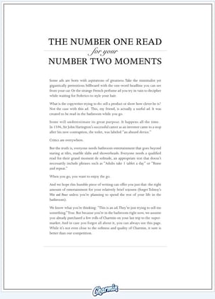 27-NOV-2025 | An excerpt from Charmin’s Bathroom Reading Ad by Lapiz Leo Burnett