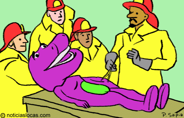 Bomberos rescatan adolescente atrapada en una cabeza de Barney