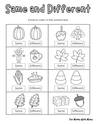 Fall Theme Same and Different