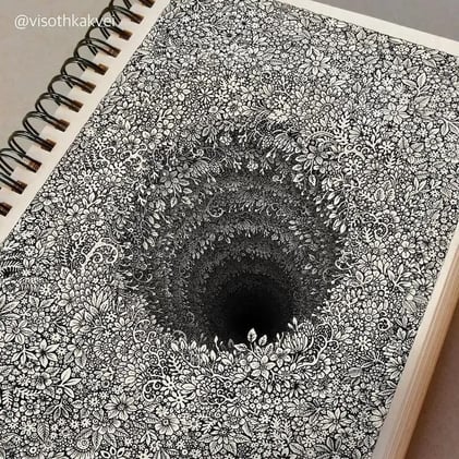 Artista crea increíbles ilusiones ópticas a partir de minúsculos garabatos