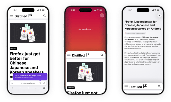 Firefox adds shake to summarize AI feature on iPhone