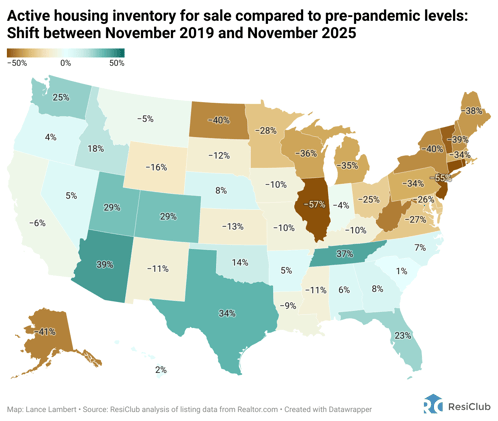 18 states are back above pre-pandemic 2019 housing inventory levels