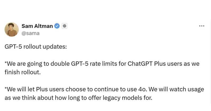 OpenAI brings back GPT4o