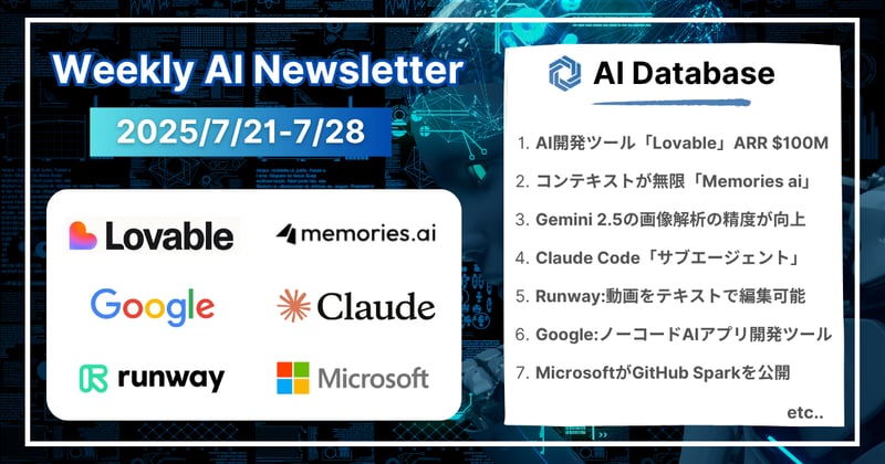 【2025年7月21日-7月28日週間AIニュース