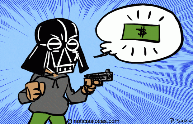 Roba almacén con máscara de Darth Vader