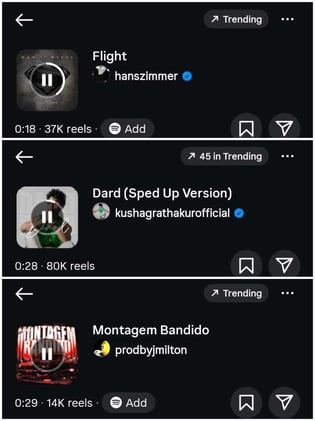Trending audios from Instagram to use