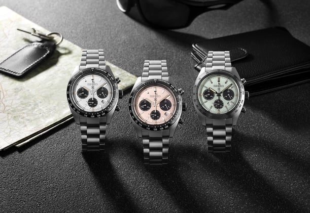 Seiko's Youngtimer Solar Speedtimer Trio; Timex Titanium Diver; A Scottish Nivada Grenchen; Baume & Mercier’s Clifton Year of the Fire Horse; Slim d’Hermès Squelette Lune In Platinum And Titanium