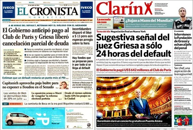 Griesa autorizó a Citibank, crecen las muertes en Gaza, Zanni renunció a la CABB, intervienen la fundación de Grassi, Mónaco en el ATP de Kitzbühel