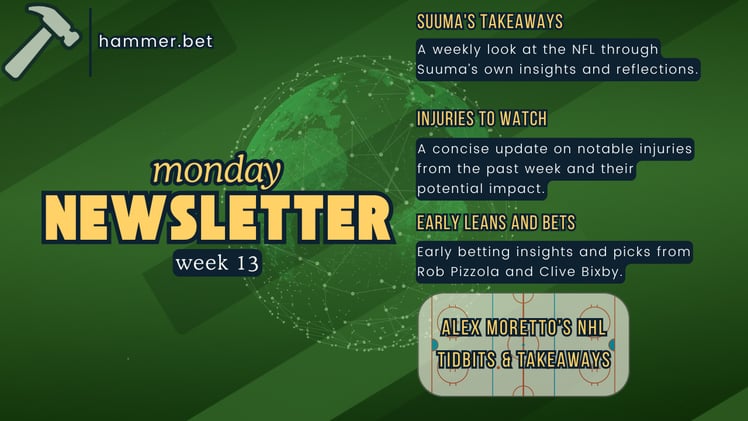 The Hammer Monday Week 13/14 - Takeaways, Injuries and Early Leans
