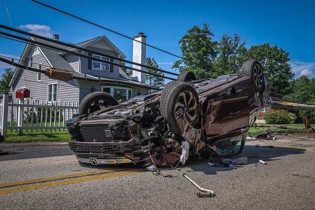 Pole snaps, vehicle overturns, road closes in 1-car crash on Orvilla Road Wednesday afternoon