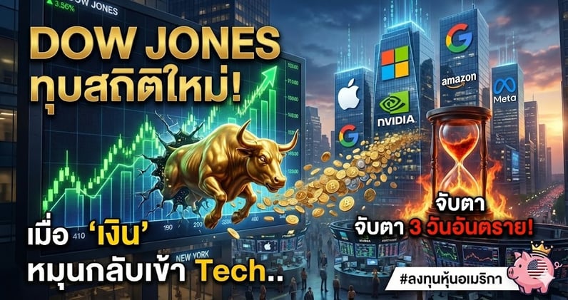 สรุปตลาดหุ้นสหรัฐฯ จันทร์ที่ 9 ก.พ. 2026: Dow Jones ทุบสถิติใหม่! เมื่อ 'เงิน' หมุนกลับเข้า Tech.. จับตา 3 วันอันตราย!