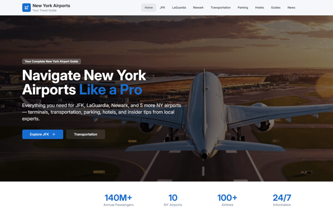 NewYorkAirports.com is looking for a strategic travel partner (Joint Venture)