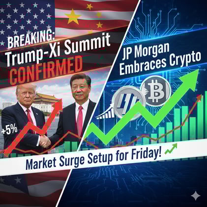 π¨ BREAKING: Trump-Xi Summit CONFIRMED + JPMorgan Embraces Crypto β Market Surge Setup for Friday! π