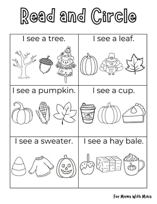 Fall Theme Read and Circle Worksheet