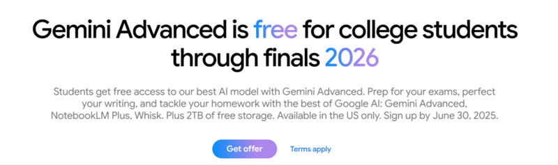 Gemini Advanced AI FREE for Students