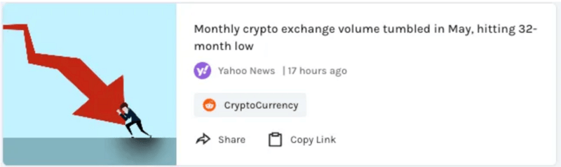May crypto exchange volume hits 32-month low